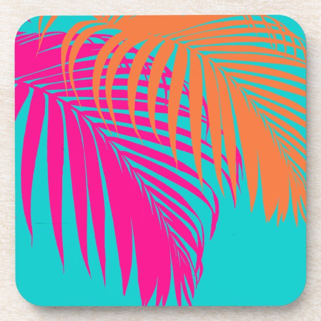 PixDezines palm fronds/DIY background colour Coaster (Front)