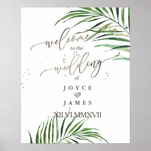 PixDezines PALM FRONDS WELCOME SIGN (Front)