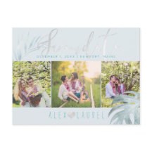 PixDezines Palms Save our Date/Platinum+Aqua