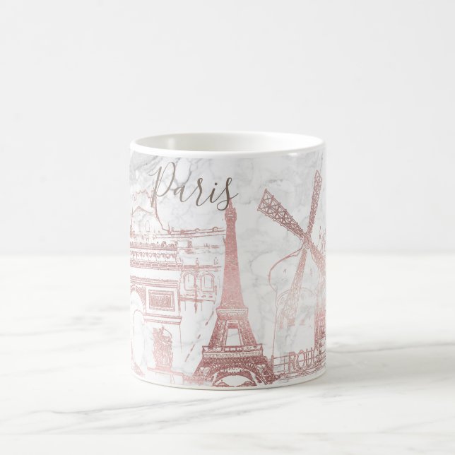 PixDezines PARIS in FAUX ROSE GOLD+MARBLE Coffee Mug (Center)