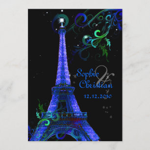 PixDezines Paris La Nuit, eiffel tower Invitation