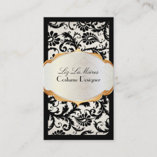 PixDezines pavo damask/black+pearl Business Card
