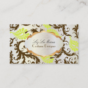 PixDezines pavo damask/chocolate+lime Business Card