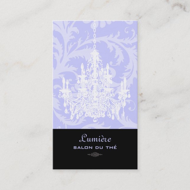 PixDezines pavo+white chandelier/DIY background Business Card (Front)