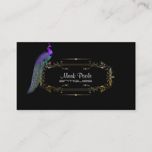 PixDezines peacock diy background/filigree swirls Business Card (Front)