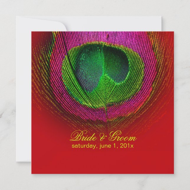 PixDezines peacock eye/red+green Invitation (Front)