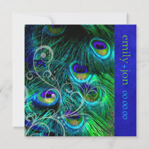 PixDezines PEACOCK FEATHER/AQUA/TURQUOISE Invitation