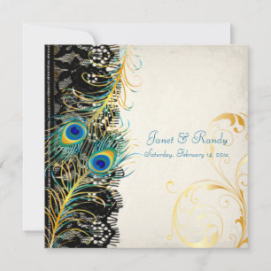 PixDezines peacock feather/aqua/turquoise Invitation
