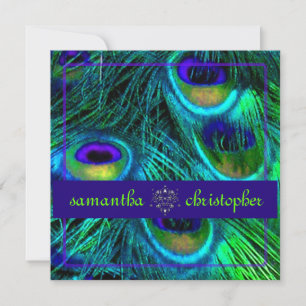 PixDezines peacock feather/aqua/turquoise Invitation