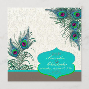 PixDezines peacock feather/aqua/turquoise Invitation