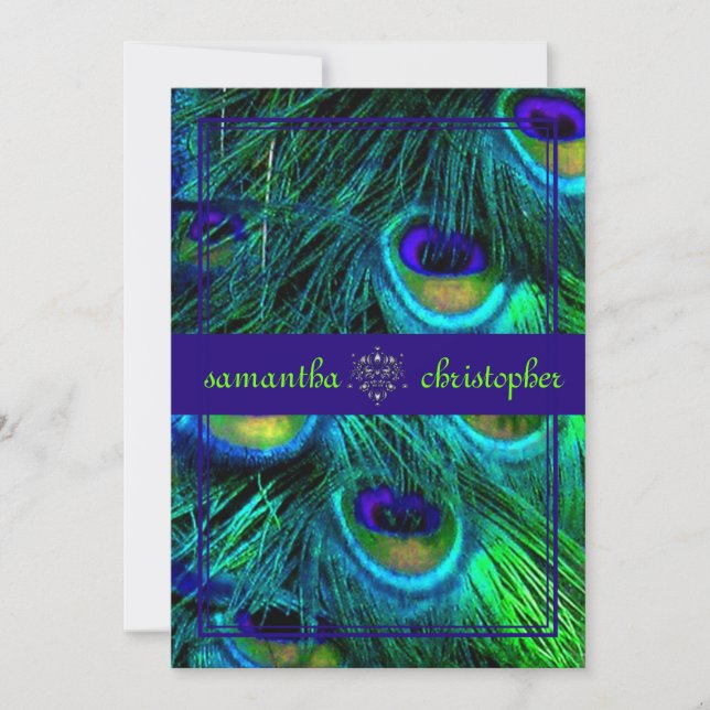 PixDezines peacock feather/aqua/turquoise Invitation (Front)