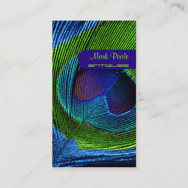 PixDezines peacock feather Business Card (Front)