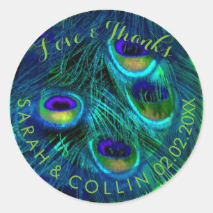 PixDezines peacock feather Classic Round Sticker