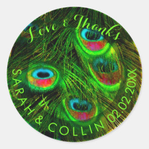 PixDezines peacock feather Classic Round Sticker