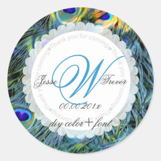 PixDezines peacock feather Classic Round Sticker