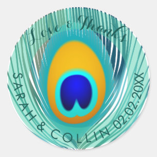 PixDezines peacock feather Classic Round Sticker