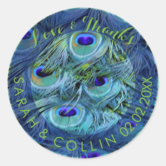 PixDezines peacock feather Classic Round Sticker (Front)