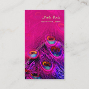 PIXDEZINES PEACOCK FEATHER/HOT PINK BUSINESS CARD