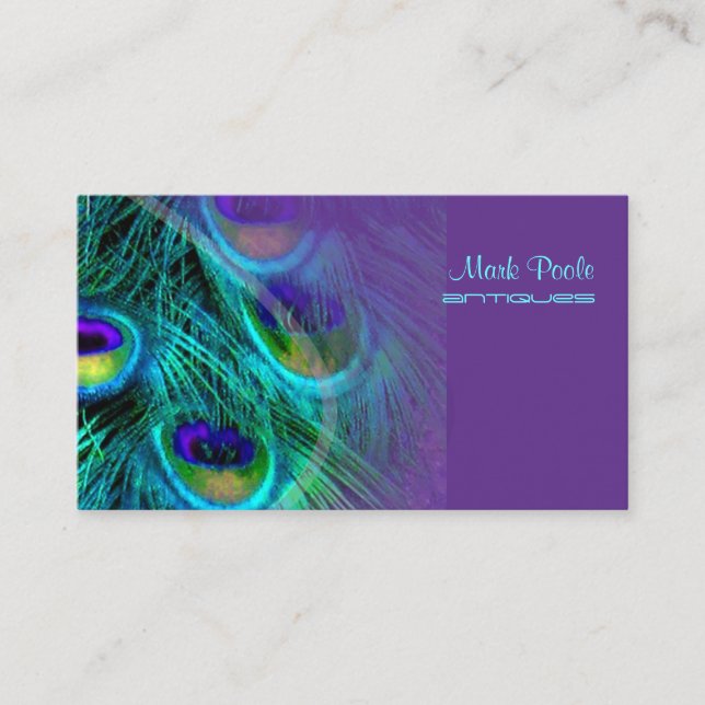 PixDezines peacock feather/psychedelic Business Card (Front)