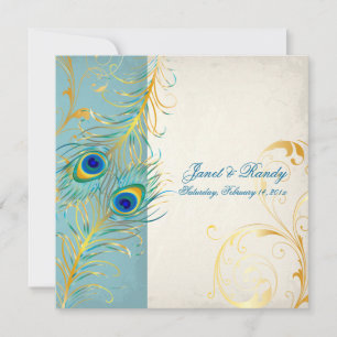 PixDezines peacock feather/teal Invitation