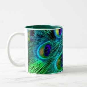 PixDezines peacock feather Two-Tone Coffee Mug
