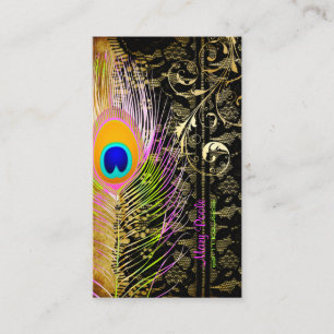 PixDezines Peacock+filigree swirls Business Card