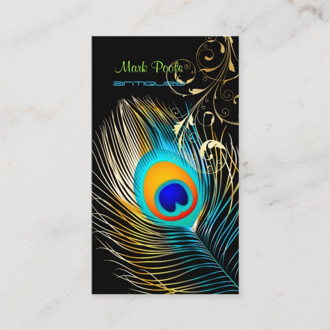 PixDezines Peacock+filigree swirls/diy background Business Card (Front)