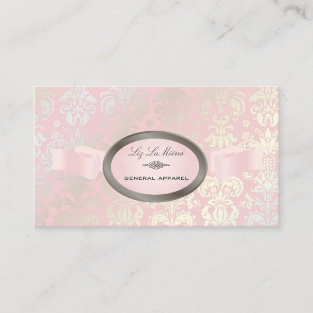 PixDezines pearl, Isabella Damask/DIY colour!/pink Business Card (Front)