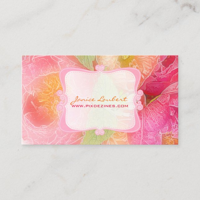 PixDezines peonies bouquets/diy background Business Card (Front)