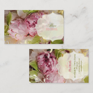 PixDezines Peonies+Green Orchid Business Card