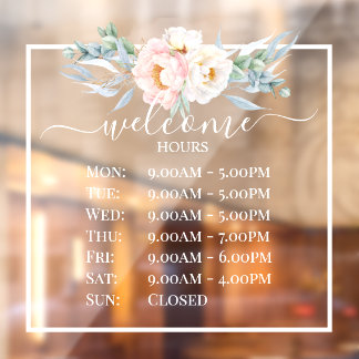PixDezines Peonies Welcome Business Hours