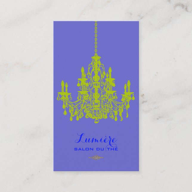 PixDezines peridot green chandelier/DIY colour Business Card (Front)