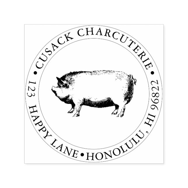 PixDezines Pig, Butcher Shop, Charcuterie Self-inking Stamp (Design)