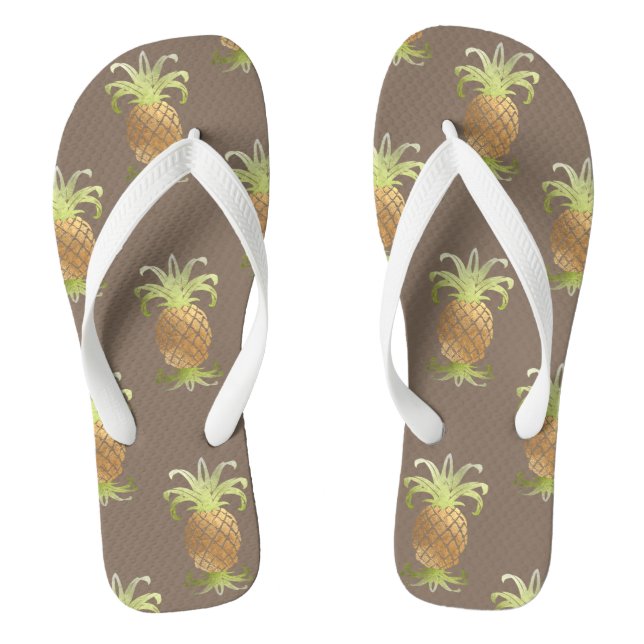PixDezines Pineapples/Faux Gold/DIY background Jandals (Footbed)