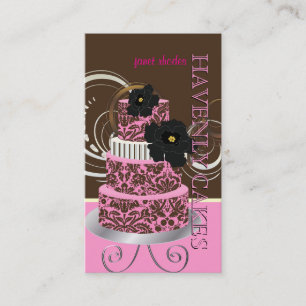 PixDezines Pink Chocolate damask cake/pâtisserie Business Card