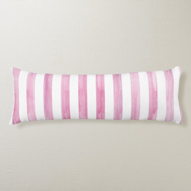 PixDezines Pink Digital Watercolor/Adj. Stripes Body Cushion (Front)