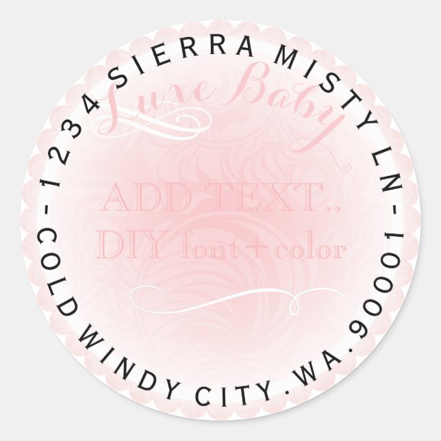 PixDezines pink doillie with scrolls Classic Round Sticker (Front)