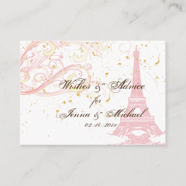PixDezines PINK EIFFEL TOWER+WISHES+ADVICE Advice Card (Front)