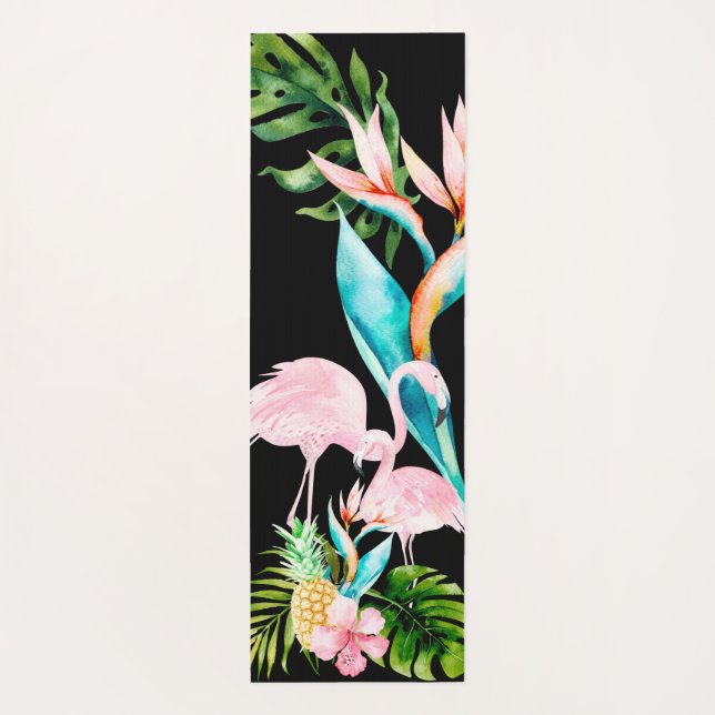 PixDezines PINK FLAMINGOS, TROPICAL THEME Yoga Mat (Back)