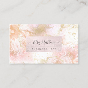 PixDezines Pink Gold Watercolor Agate  Business Card