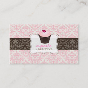 PixDezines pink heart cupcake+celine damask Business Card