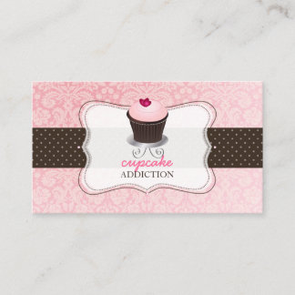 PixDezines pink heart cupcake/pâtisserie Business Card