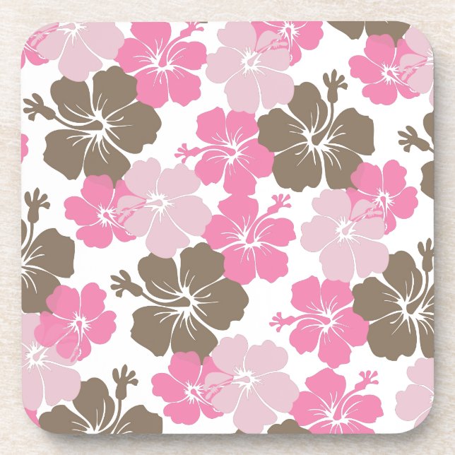 PixDezines pink hibiscus/diy background Coaster (Front)