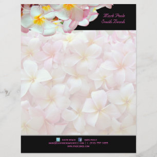 PixDezines pink plumeria/beach stationery/diy colo Customised Letterhead