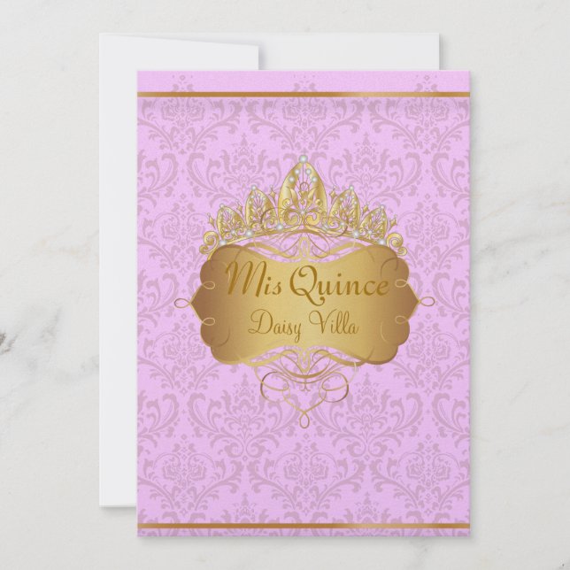 PixDezines pink rossi damask/diy background colour Invitation (Front)