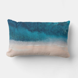 PixDezines PINK SAND BEACH DEEP BLUE SEA Lumbar Cushion