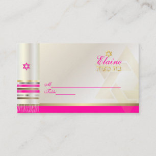 PixDezines Pink Tallit Mitzvah place cards