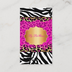 PixDezines pink vintage lace+cheetah+zebra Business Card