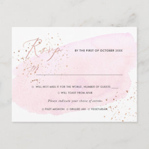 PixDezines Pink Watercolor Calligraphy RSVP w meal Invitation Postcard