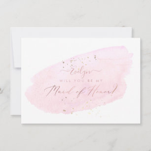 PixDezines Pink Watercolor Will Maid of Honour Invitation